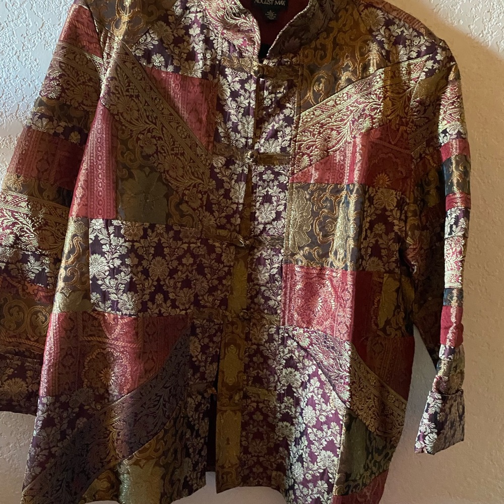August Max Mandarin Collar Multi Colored Jacket S… - image 1
